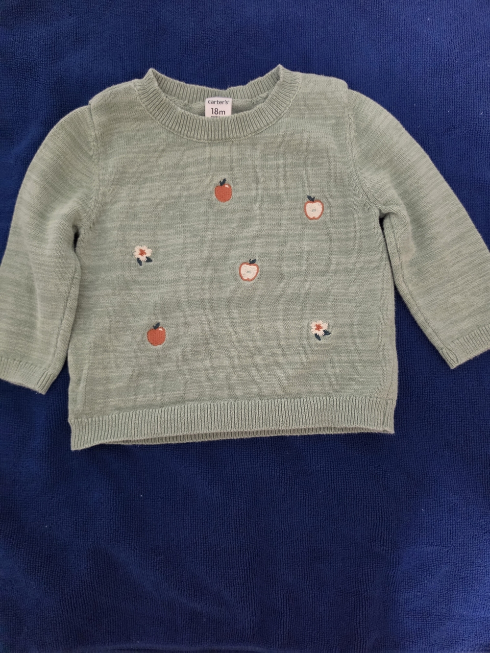 Carter's Green Knit Apple Sweater - Kids 18 mos